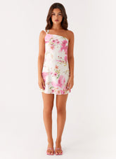 Lights Out Mini Dress - Ivory Floral Print